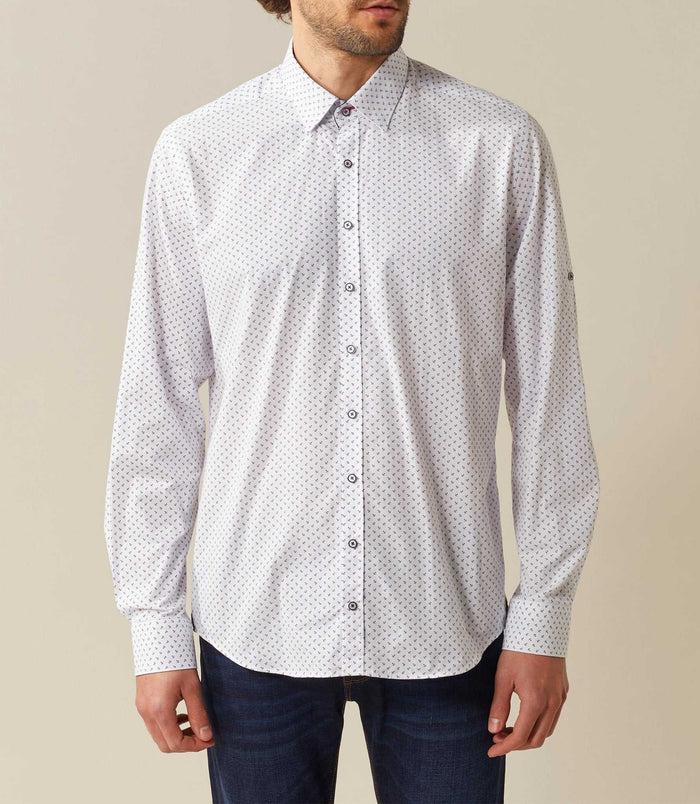 izac Chemise casual blanc motif ancres "Saphira"