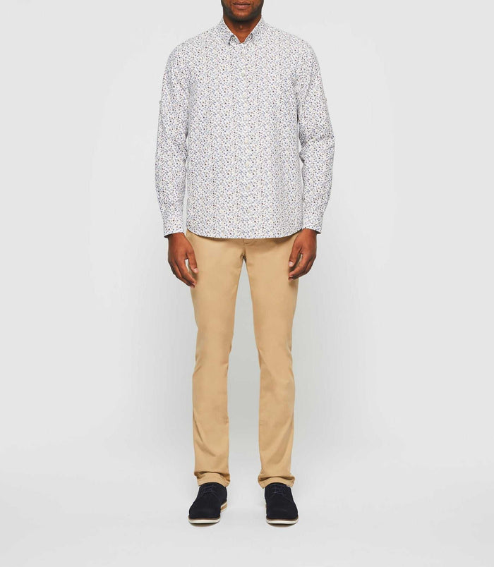 Izac Chemise Casual Blanche à Imprimé Camel "Karly"