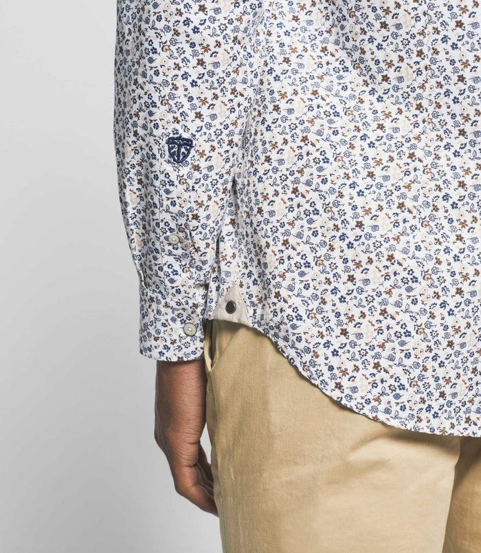 Izac Chemise Casual Blanche à Imprimé Camel "Karly"