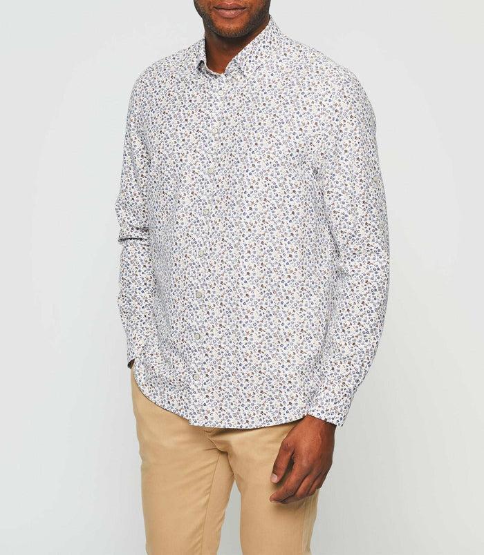 Izac Chemise Casual Blanche à Imprimé Camel "Karly"