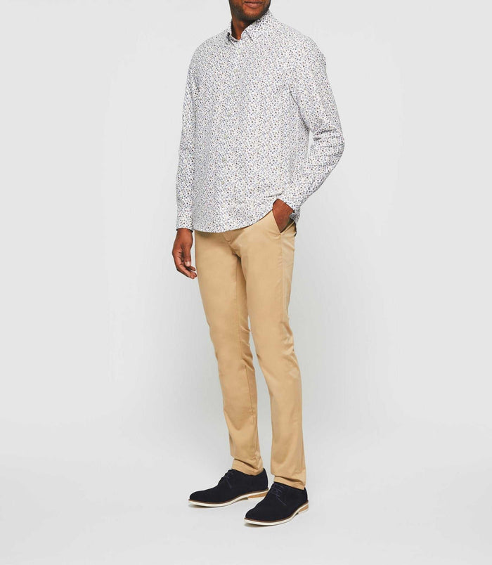 izac Chemise casual blanche à imprimé camel "Karly"