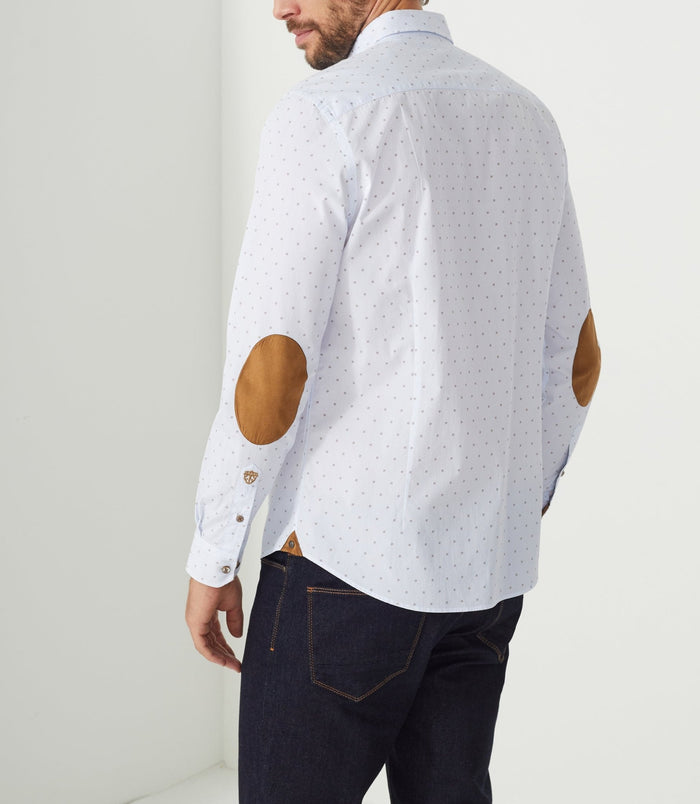 Izac Chemise Casual Blanche Et Camel AISSAMOUT