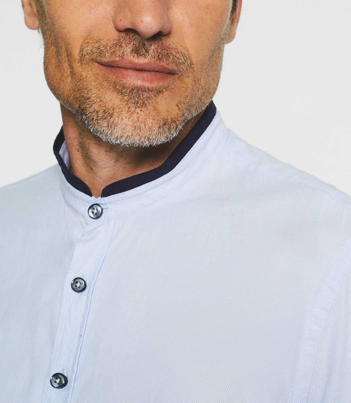 Izac Chemise Casual Blanche Et Marine JOSH