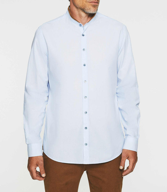 Izac Chemise Casual Bleu Ciel Et Marron JEWIS