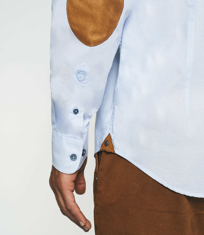 Izac Chemise Casual Bleu Ciel Et Marron JEWIS