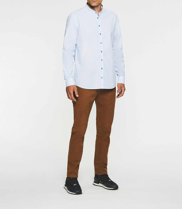 izac Chemise casual bleu ciel et marron JEWIS