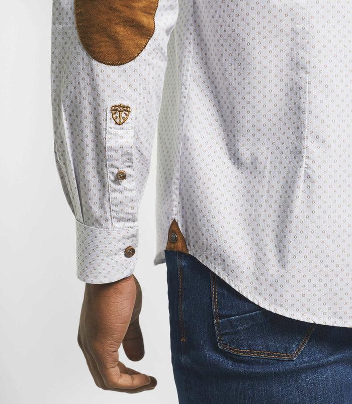 Izac Chemise Casual Camel Et Blanche "Kelly"
