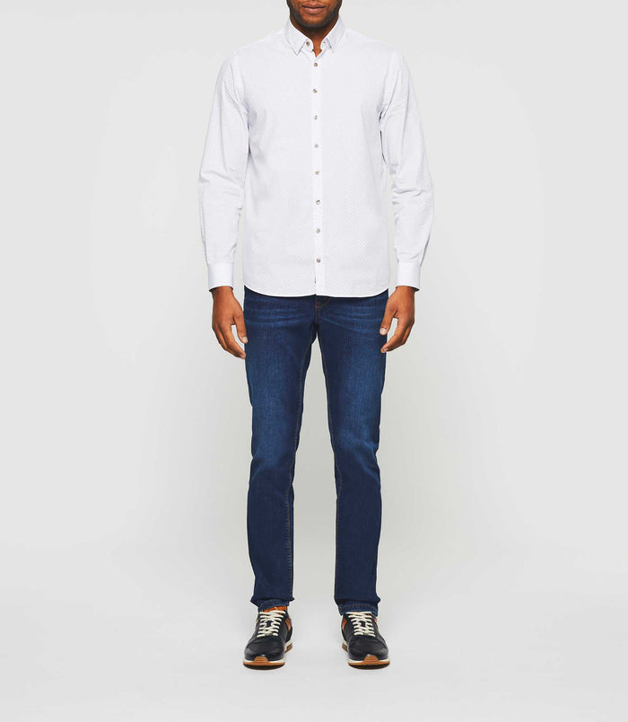 izac Chemise casual camel et blanche "Kelly"