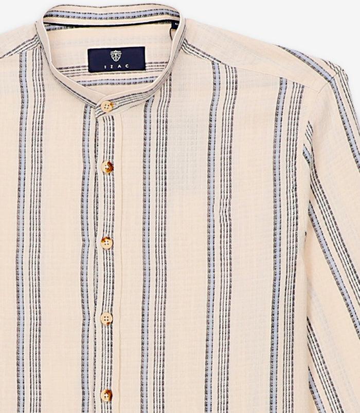 Izac Chemise Casual Col Mao Beige KABOSAOUT