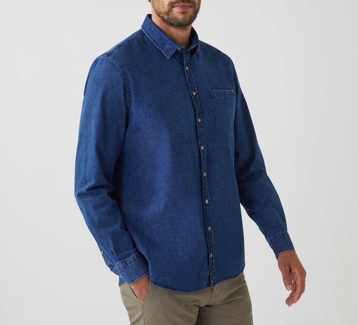 Izac Chemise Casual Denim Bleu "Alba"
