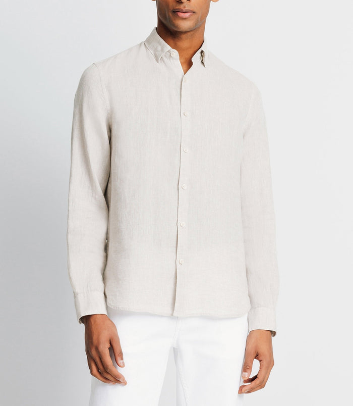 Izac Chemise Casual En Lin Beige