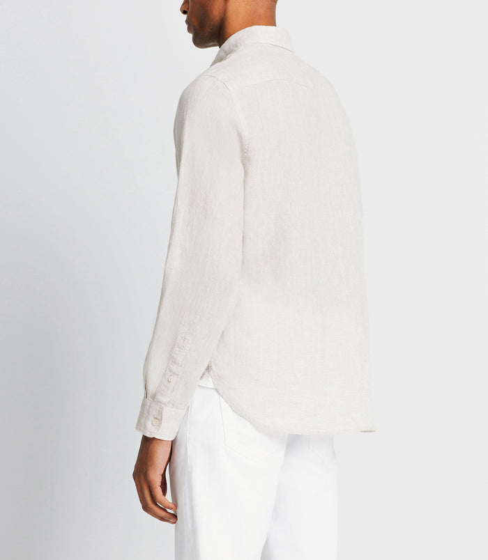 Izac Chemise Casual En Lin Beige