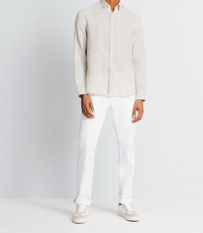 izac Chemise casual en lin beige