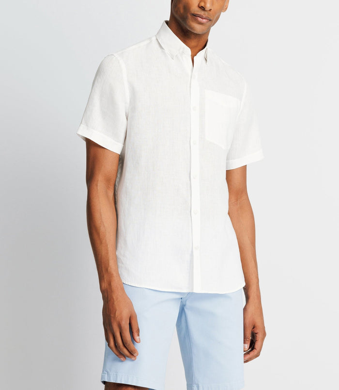 Izac Chemise Casual En Lin Blanche
