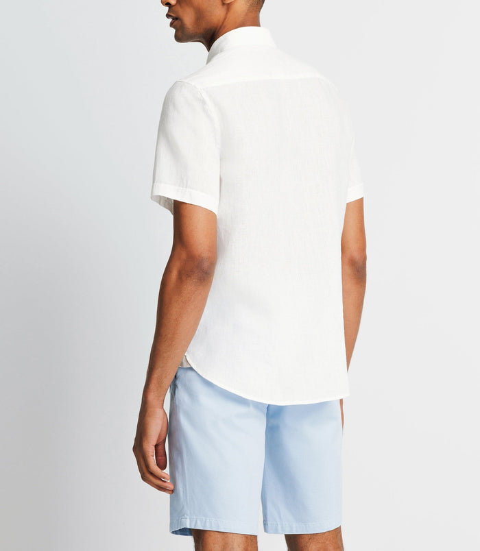 Izac Chemise Casual En Lin Blanche