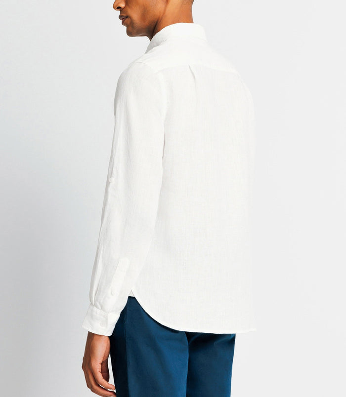 Izac Chemise Casual En Lin Blanche