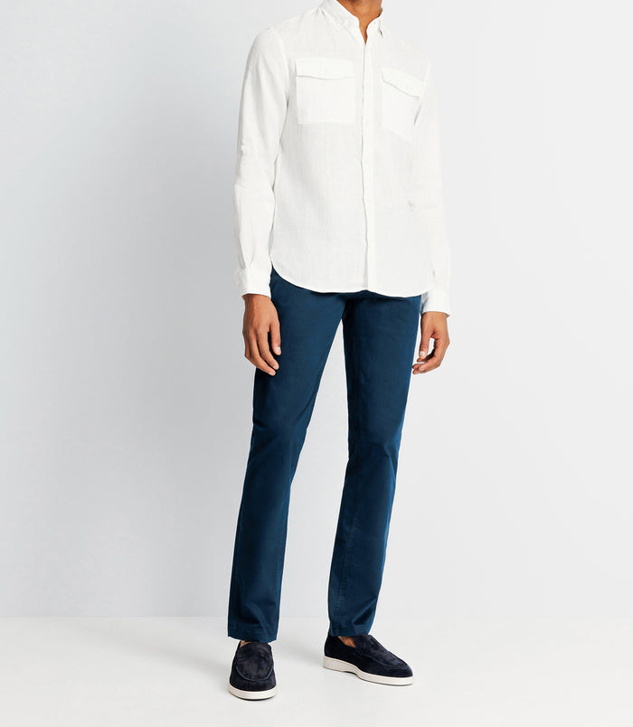 izac Chemise casual en lin blanche