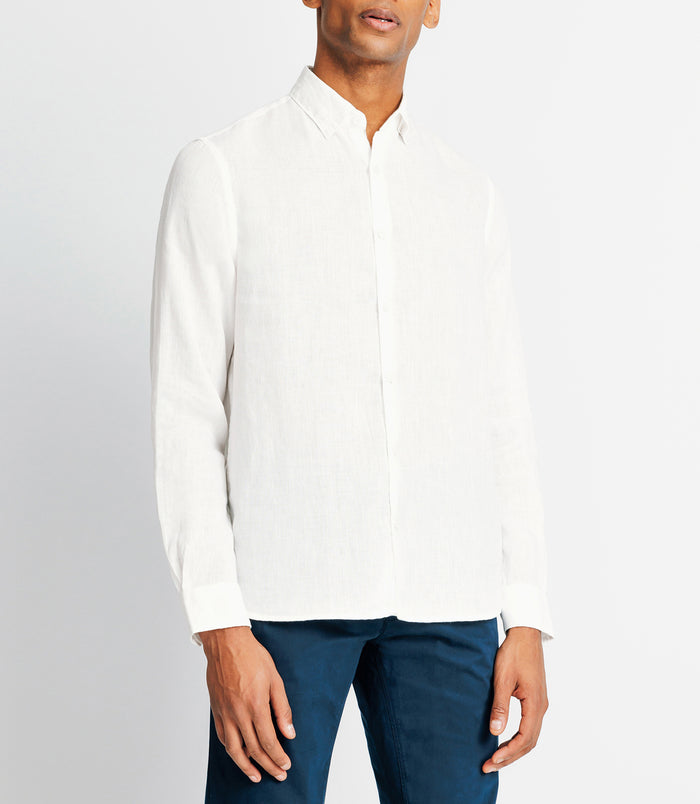 Izac Chemise Casual En Lin Blanche