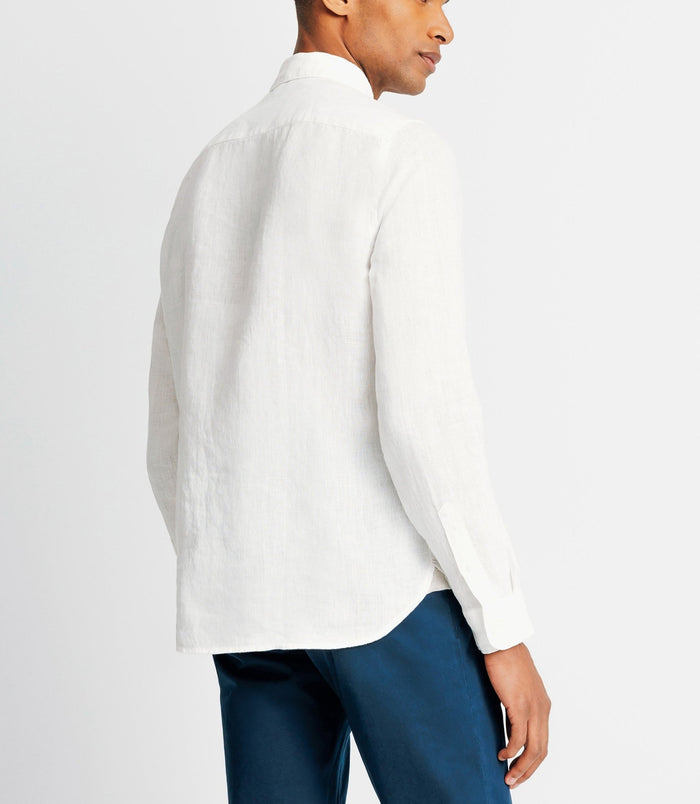 Izac Chemise Casual En Lin Blanche