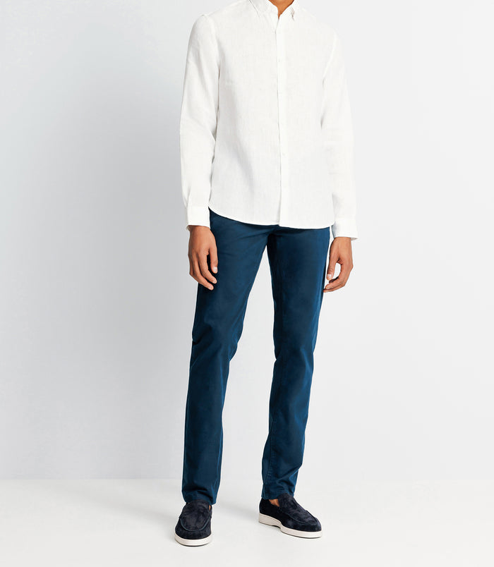 izac Chemise casual en lin blanche
