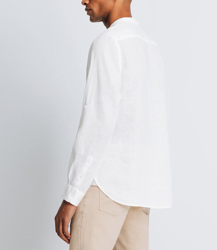 Izac Chemise Casual En Lin Blanche