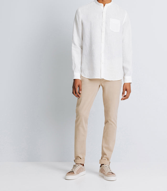 izac Chemise casual en lin blanche
