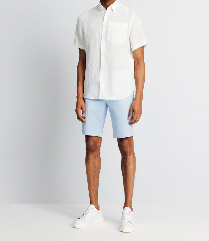 izac Chemise casual en lin blanche