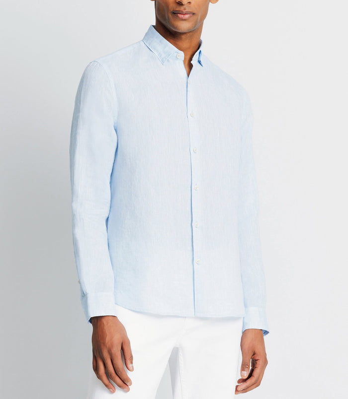 Izac Chemise Casual En Lin Ciel