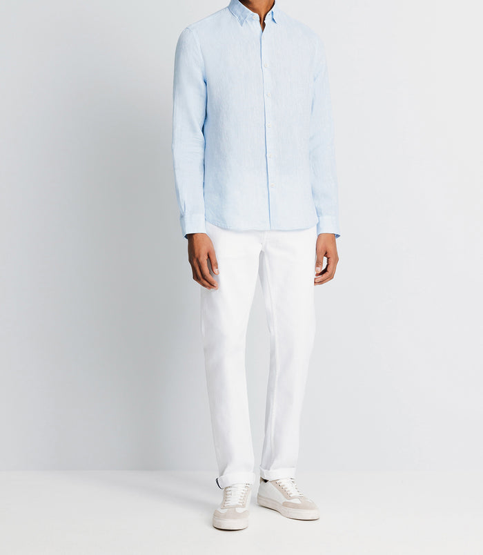 izac Chemise casual en lin ciel