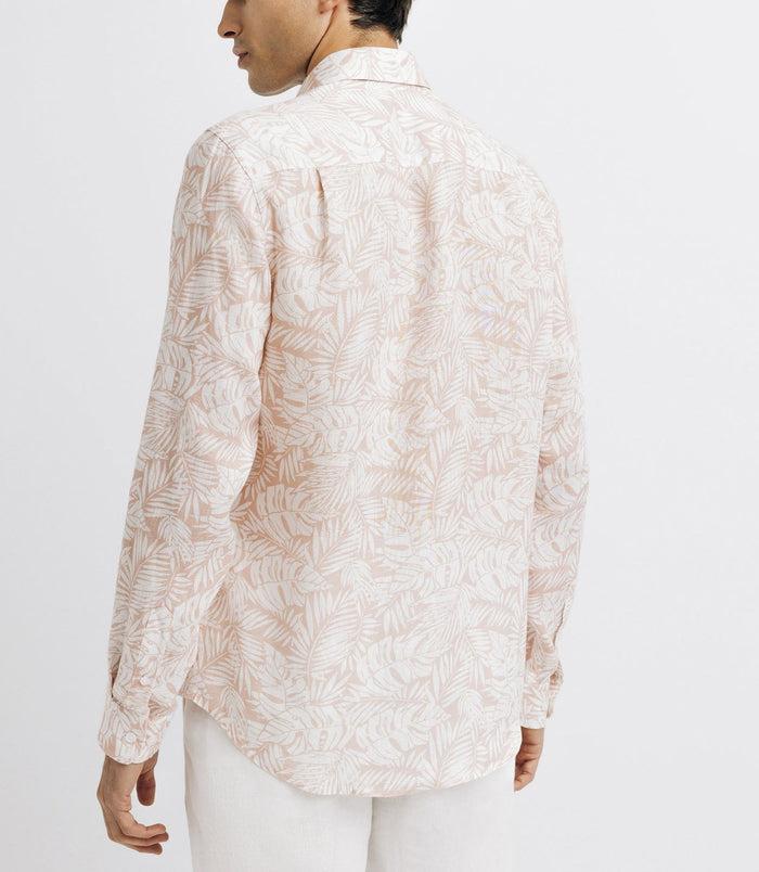 Izac Chemise Casual En Lin Imprimée Rose