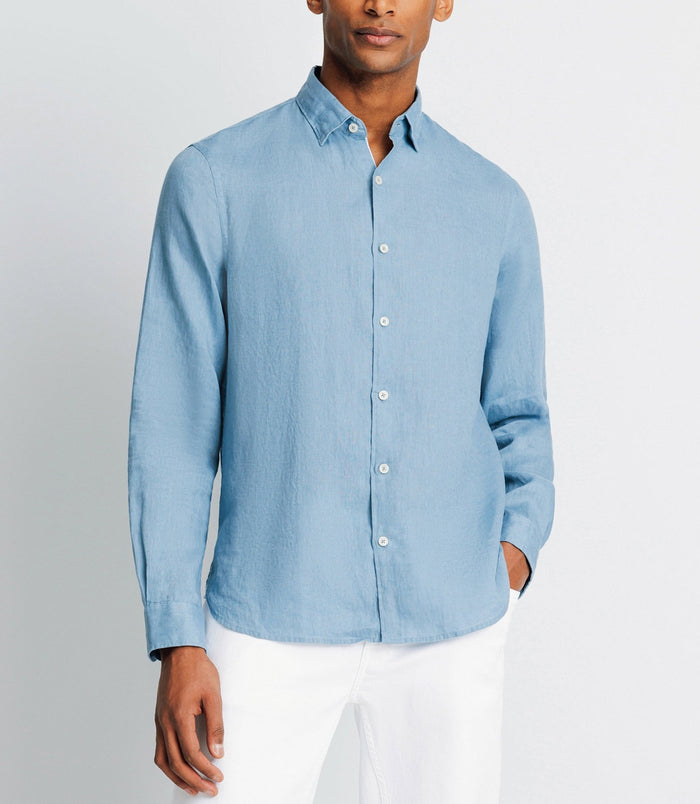 Izac Chemise Casual En Lin Indigo