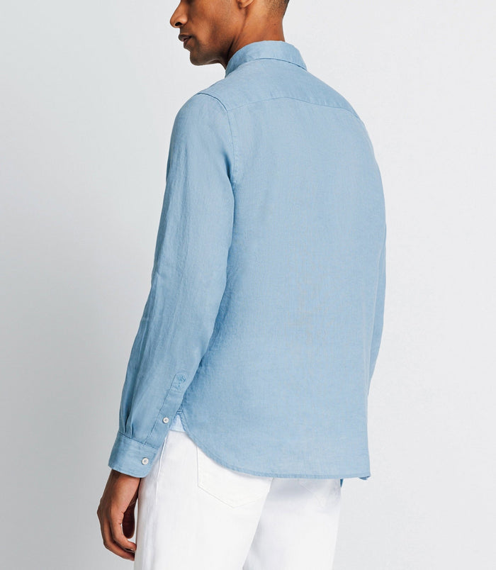 Izac Chemise Casual En Lin Indigo