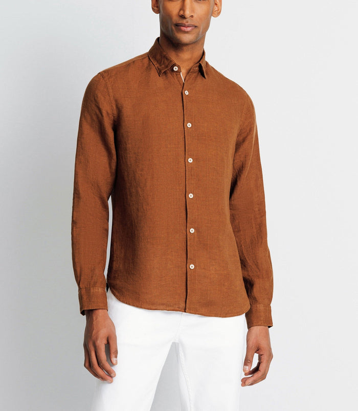 Izac Chemise Casual En Lin Truffe