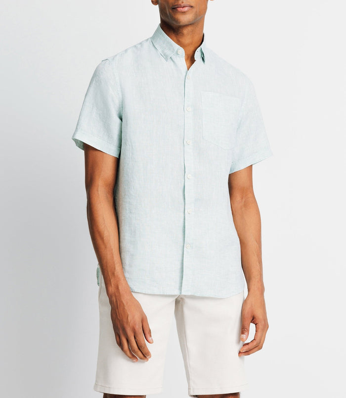 Izac Chemise Casual En Lin Vert Clair