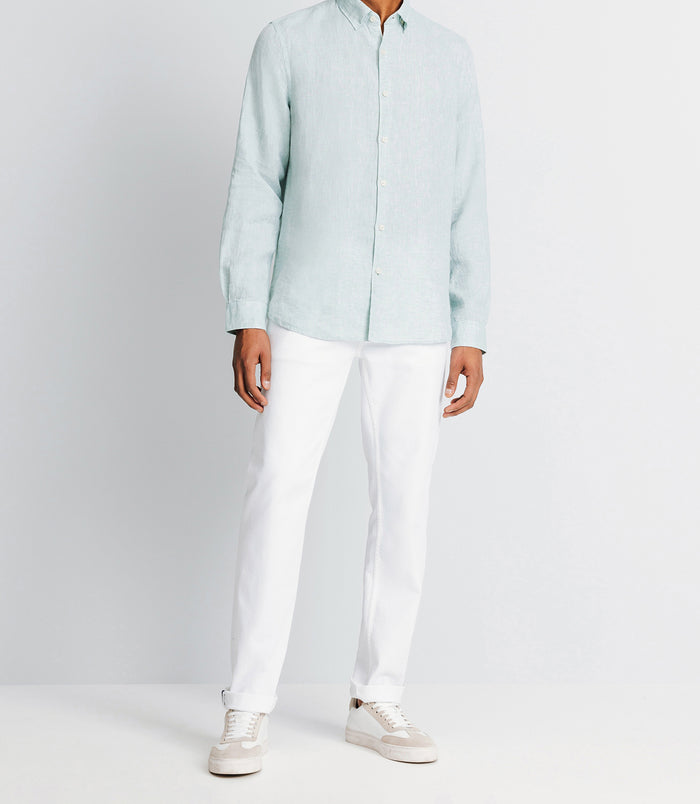izac Chemise casual en lin vert clair