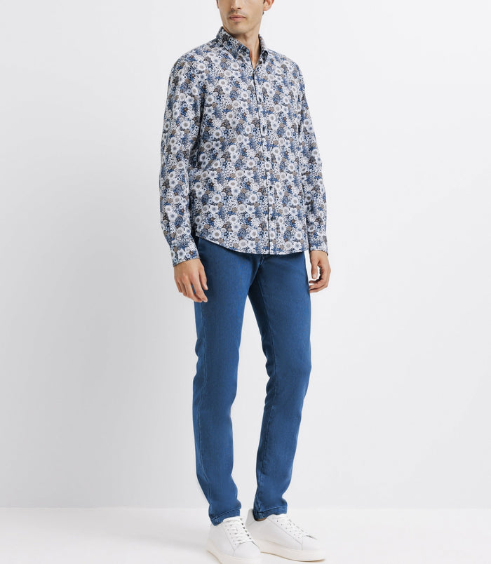 izac Chemise casual fleurie bleue