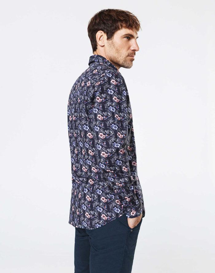 Izac Chemise Casual Fleurs Et Oiseaux