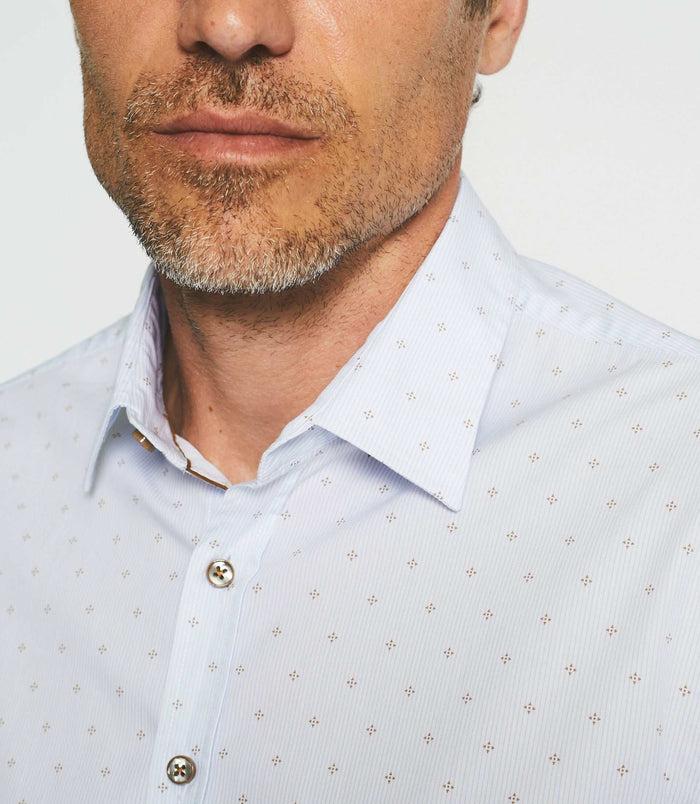 Izac Chemise Casual Imprimé Blanc Et Camel JULES