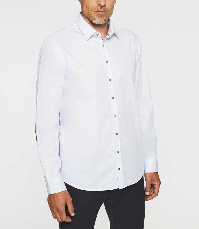 Izac Chemise Casual Imprimé Blanc Et Camel JULES