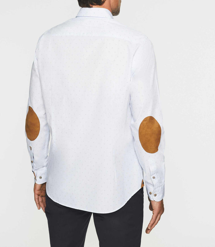 Izac Chemise Casual Imprimé Blanc Et Camel JULES