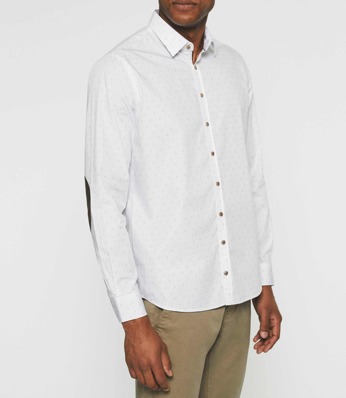 Izac Chemise Casual Imprimé Blanc Et Kaki JULES