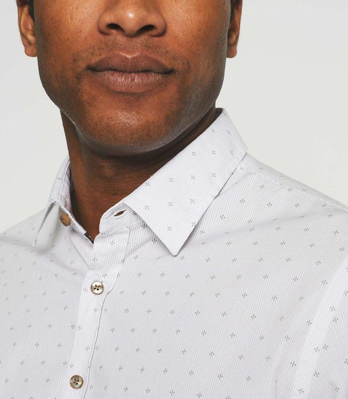 Izac Chemise Casual Imprimé Blanc Et Kaki JULES