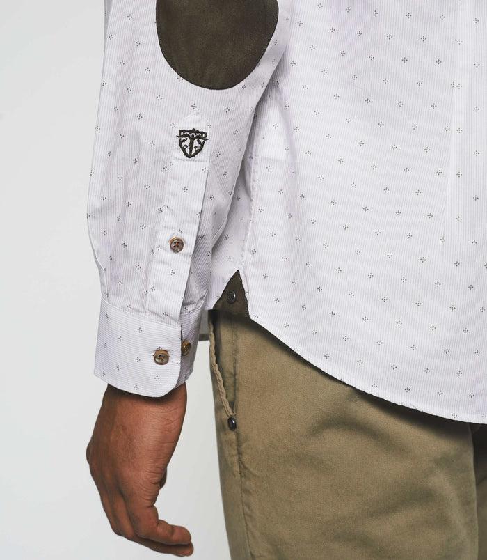 Izac Chemise Casual Imprimé Blanc Et Kaki JULES