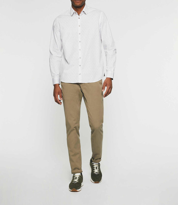 izac Chemise casual imprimé blanc et kaki JULES