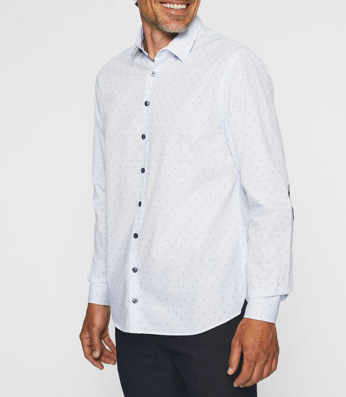 izac Chemise casual imprimé blanc et marine JULES
