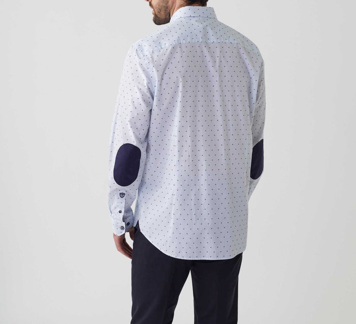 Izac Chemise Casual Imprimé Blanc-marine "Aissam"