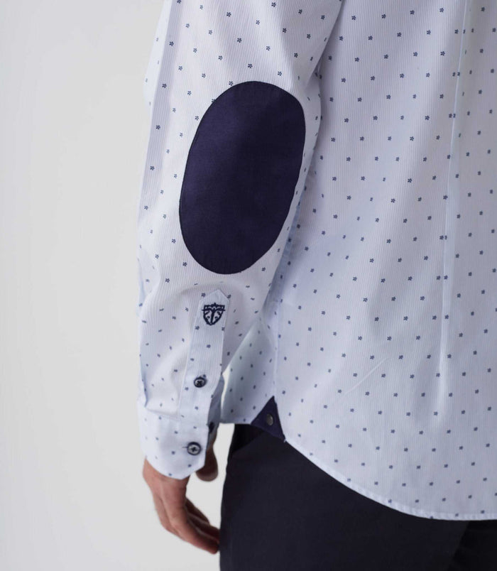 Izac Chemise Casual Imprimé Blanc-marine "Aissam"