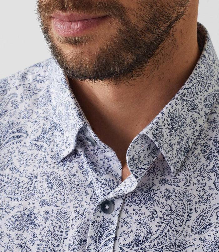 Izac Chemise Casual Imprimé Blanc-marine "Amir"