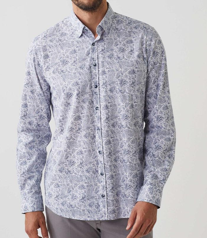Izac Chemise Casual Imprimé Blanc-marine "Amir"