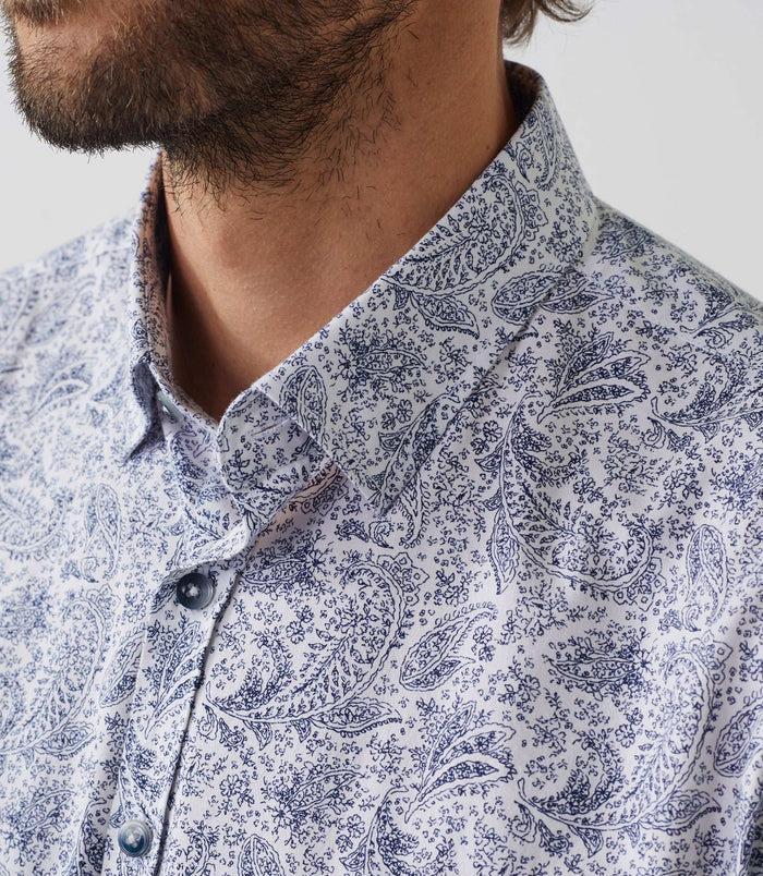 Izac Chemise Casual Imprimé Blanc-marine "Amir"